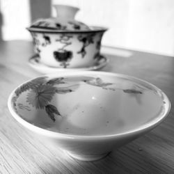 Close-up of tea cup on table