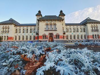 View of historic building in winter