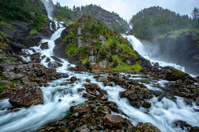 Scenic view of waterfall in forest