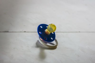 High angle view of toy on table