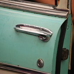 Close-up of vintage car door