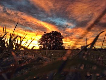 Scenic view of cloudy sky at sunset