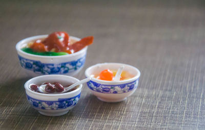 Close-up of breakfast on table