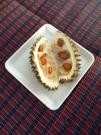 High angle view of breakfast on table