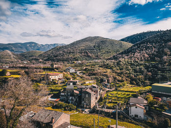 High angle view of townscape against sky