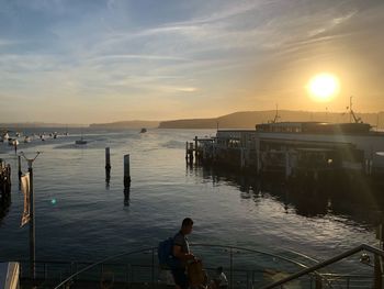 Scenic view of sea against sky during sunset