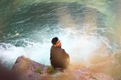 Young man and the nature