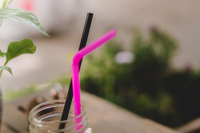 Close-up of pink drink