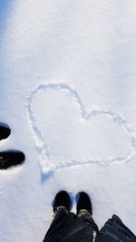 Low section of person standing on snow