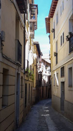 Empty alley amidst buildings