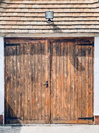 Closed door of old building