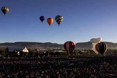 Hot air balloons flying in sky