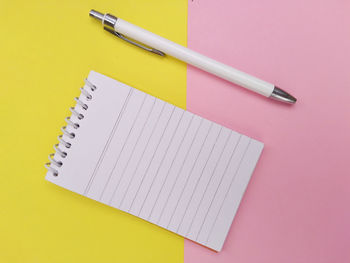 High angle view of pen on table