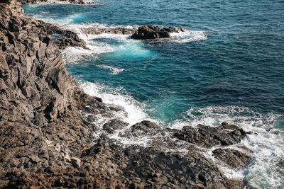 Scenic view of sea and a coastline