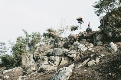 Low angle view of rock formations