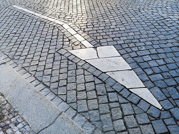 High angle view of cobblestone street