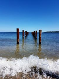 Scenic view of sea against clear sky