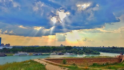 Panoramic view of field against sky