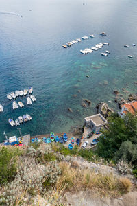 High angle view of people on beach