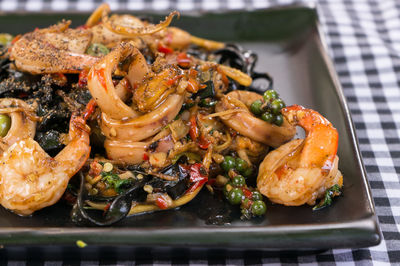 Close-up of food in plate on table