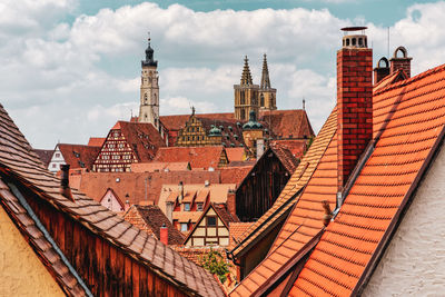 View over the roofs of rothenburg ob der tauber in germany.