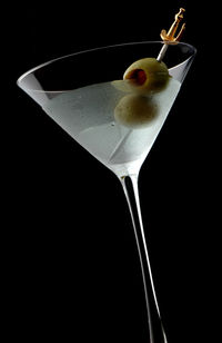 Close-up of drink against black background