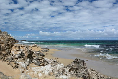 Scenic view of beach against sky