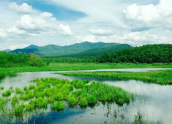 Scenic view of lake against sky