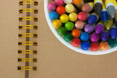 Directly above shot of multi colored pencils
