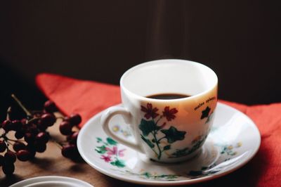 Close-up of tea served on table