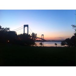 Suspension bridge over river