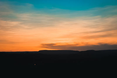 Scenic view of silhouette landscape against sky during sunset
