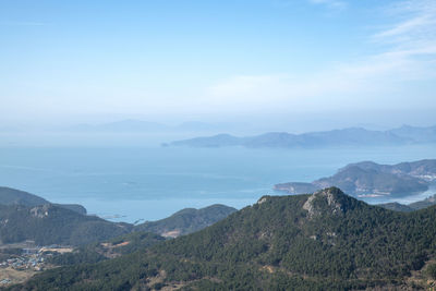 Scenic view of landscape and mountains against sky