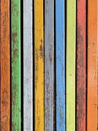 Full frame shot of multi colored wooden wall