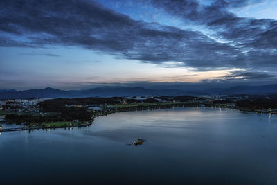 Scenic view of lake against sky