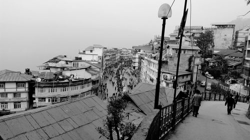 View of buildings in city during winter