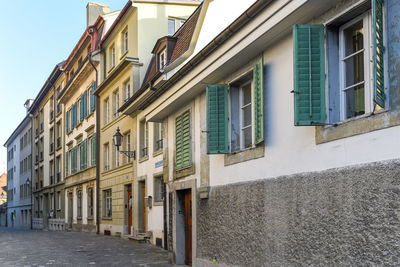 Low angle view of residential building against sky