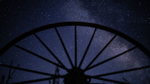 The milky way in the spokes of a wagon wheel