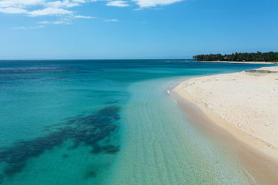 A tropical beach with palm trees and a blue ocean. pagudpud, ilocos norte philippines