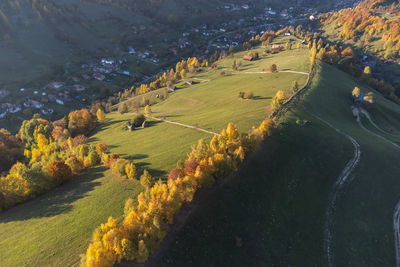 Autumn landscape of the romanian village, in transylvania