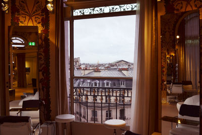 View of restaurant by window at home