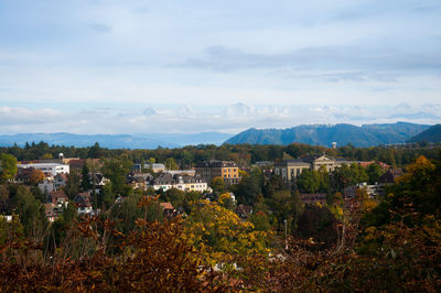 High angle view of townscape against sky