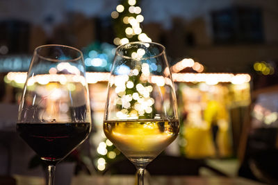 Close-up of wine glass on table in restaurant