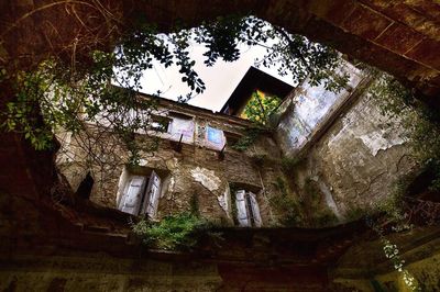 Low angle view of abandoned building