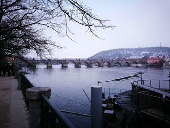 Bridge over river against clear sky