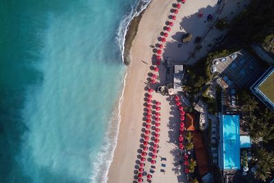 High angle view of people at beach