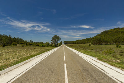 Surface level of road against sky