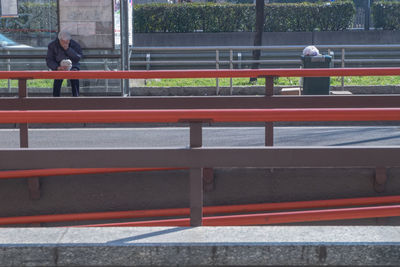 Man on railroad tracks