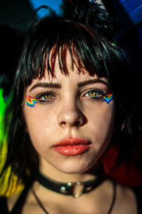 Close-up portrait of a beautiful young woman