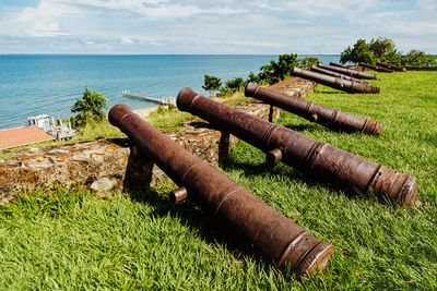 The canons at the fort of trujillo, in honduras.